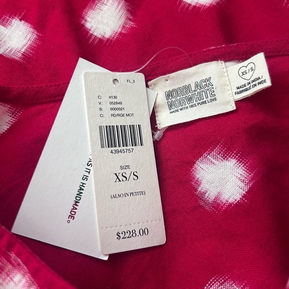 NWT Anthropologie Norblack Norwhite Polka Dot Bell-Sleeve Dress in Red Sz XS/S - Picture 12 of 13